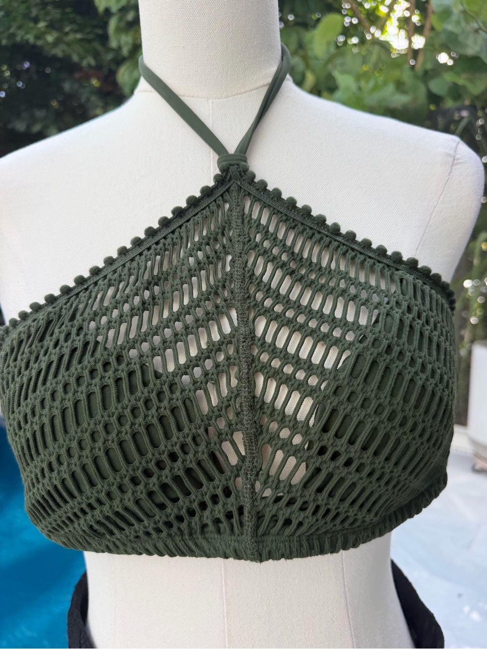 Robin Piccone Olive Green Crochet Halter Camisole